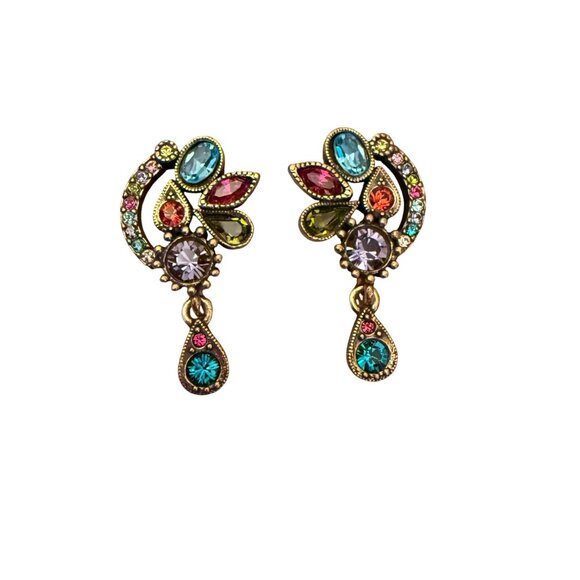 RARE Patricia Locke Handmade Crystal Gold Toned 2009 Earrings - Picture 2 of 3